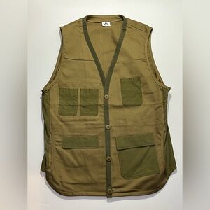 NWOT Men’s Wasted Collective Cargo Canvas Vest, Size XL, Beige/Green